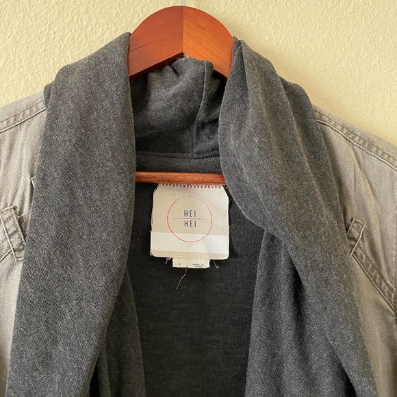 Anthropologie Hei Hei layered olive & gray utility jacket lagenlook - Picture 4 of 9